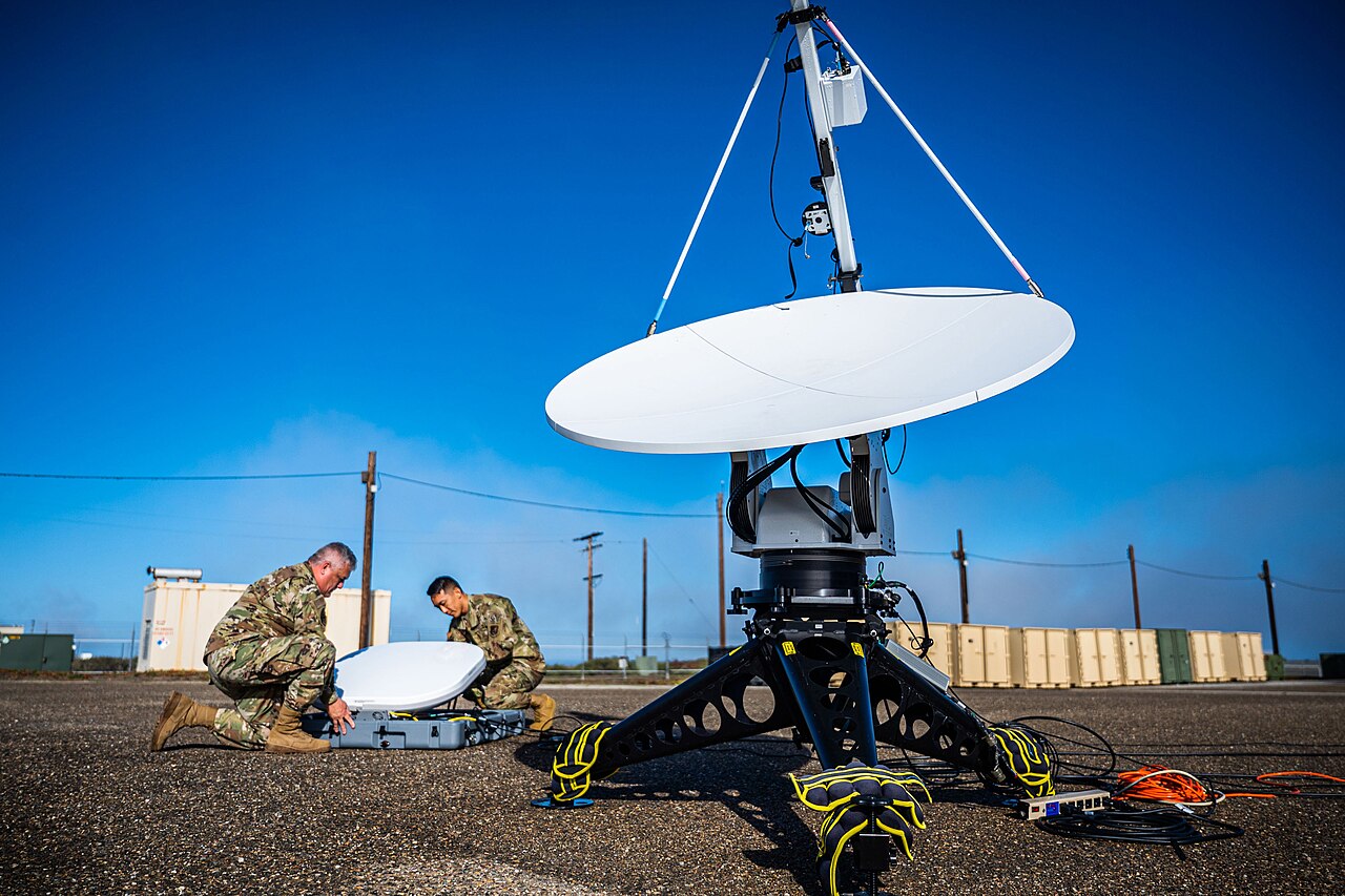 A military vehicle equipped with electronic warfare antennas